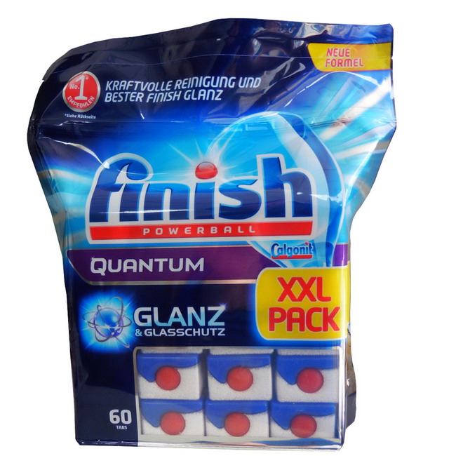 Viên rửa bát Finish Quantum Glanz and Glasschutz XXL Pack túi 60 viên